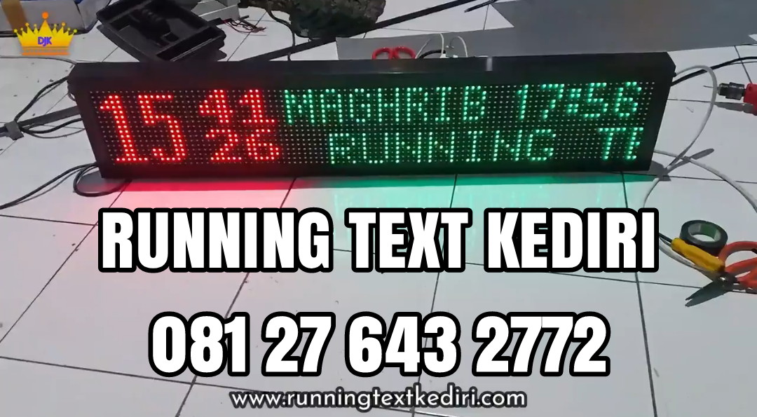<p>Running text Kediri paling bagus dan sangat rekomendasi untuk anda. Pelayanan ramah, murah, serta dapat dipercaya. Bergaransi 1 tahun, barang lebih awet dan tahan lama. Kunjungi www.runningtextkediri.com</p>